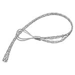 sourcing map Cable Pulling Grip for Light & Heavy Cable(d:18-25mm,Silver) 72cm,2.4FT Wire Mesh Puller Socks Grip Double Head Galvanizing Steel Wire Grips Net Cover Smooth