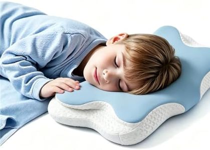 Xamuxplot Memory Foam Kids Pillow, Kids Pillows for Sleeping, Ergonomic Contour Pillow and Pillowcase 20x12in(Blue Small)