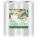 Geniusidea 11" x 50' 2 Rolls Vacuum Sealer Bags for Food Saver (100ft) Seal a Meal Commercial Grade Bags BPA Free Heavy Duty Great for Vac Storage Meal Prep or Sous Vide, White