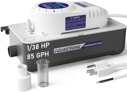 Aquastrong 1/38HP 85 GPH HAVC Condensate Pump, 115V/230V, Automatic Safety Switch, AC Condensate Removal for Air Conditioner, Furnace, Dehumidifier, 3.3' Power Cord