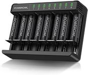 POWEROWL Rechargeable AA Batteries Kit - 8 Pack 2800mAh High Capacity Low Self Discharge NiMH Double A Battery with 8 Independent Slots Charger