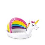 Intex 57113EP 50 Inch Unicorn Design Outdoor 1 to 3 Years Old Baby Swimming Pool with Soft Floor Bottom and Built In Sunshade, Multicolor