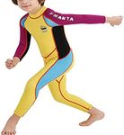 DIVE&SAIL Swimsuit Boys Diving Suit Short Sleeve Back Zipper One Piece Thermal UV Protection Youth Swim Wetsuit Yellow Purple S