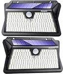 Reayos Solar Lights Outdoor, Upgraded Optics Lens Security Lights, 【283LED/3 Modes】 PIR Motion Sensor , IP65 Waterproof Outside Powered Solar Wall Lights for Door Fence Garden[2 Pack]