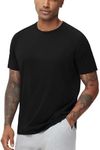 THE GYM PEOPLE Men's Workout T-Shirts Short Sleeve Breathable UPF 50+ Outdoor Athletic Running Tee Tops Black