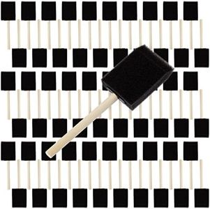 Bright Creations 60 Pack of 2 Inch Foam Paint Brushes with Wooden Handles for Painting, Acrylics, Stains, Classroom Arts & Crafts, DIY Projects - Black Foam Applicators for Staining