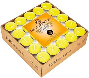 Deco Express Velas de Citronela, Set de Velas Disponible con Varios Tiempos de Quemado (Amarillo 100/4 Horas)