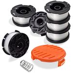 RISELION Trimmer Spool Compatible with Black + Decker Autofeed System Replacement Durable AF-100 String Trimmer Edger, 30ft 0.065 inch Line String Trimmer (6 Trimmer Spool+1 Trimmer Cap +1 Spring)