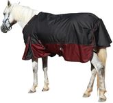 LEAFOREST 1200D Turnout Horse Winter Blanket Waterproof Breathable Snow Proof Heavy Blankets 200g Fill Sheet in The Barn, Stable, Stall, Pasture, Paddock Black Red 84 inches