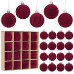 Artmag 16 Pcs Velvet Christmas Balls Hanging Ornaments Set, Shatterproof Plastic Flocked Christmas Tree Balls Xmas Decorations Festival Holiday Party Decor (Red,2.36 Inch)