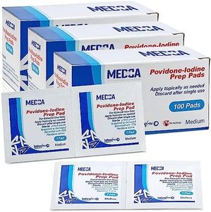 Iodine Prep Pads - (Box of 300 Count) Iodine Prep Solution Pads, 10% Povidone Iodine Swabs for Individual Disposable Cotton First Aid