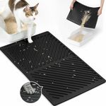 Conlun Silicone Cat Litter Mat，Rubber Litter Trapping Mat, Waterproof, Cat Litter Box Mat for Floor, Easy Clean, Non-Slip Litter Tray Mat for Litter Control (Black, 60x38cm)