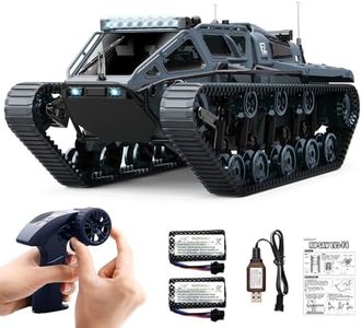 Mostop Remote Control Tank 1/16 Scale Transport Military Vehicle RC Tank Offroad Crawler for Kids, 2.4Ghz Remote Control Crawler Drift Tank with 2 Batteries, 360°Rotating Drifting Army Armored Truck
