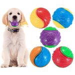 Squeaky Dog Balls, 5 Pcs Dog Toys Balls, Dog Teeth Cleaning Puppy Chew Toys Balls, Pet Training Balls, Dog Interactive Balls, Indestructible Dog Toys for Playing, Training, Interacting, Boredom