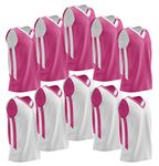 Pack of 10 Reversible Men's Mesh Performance Athletic Basketball Jerseys - Blank Team Uniforms for Sports Scrimmage Bulk, Pink/White, One Size