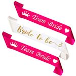 Propsicle White Satin Bride to Be & Pink Team Bride Sash Combo for Bridesmaid Bachelorette Party Spinsters & Bridal Shower Decoration Accessories - Pack of 3