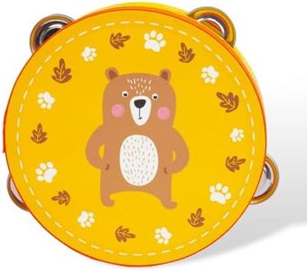 WoodenEdu Tambourines Musical Instrument for Kids Adults, 6 inch Yellow