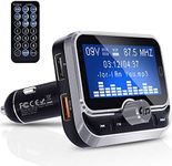 FM Transmitter, Clydek Bluetooth FM Transmitter Radio Adapter Audio Receiver Stereo Music Tuner Car Kit with Dual USB 2.4A Charger, Remote Control [1.8 Inch Large Screen]