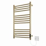Manissa Siena Brushed Brass Stainless Steel Electric Heated Towel Rail 500mm W x 720mm H Energy Efficient Towel Radiator