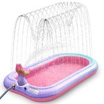65" Sprinkler & Splash Pad for Kids, Large Outdoor Sprinklers Play Mat Summer Water Play Toys Pool Inflatable Mermaid Sprinkler Pad for Toddlers Babies Over 3 Years Boys Girls - Pink