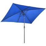 Outsunny 6.5x10ft Patio Umbrella, Rectangle Market Umbrella with Aluminum Frame and Crank Handle, Garden Parasol Outdoor Sunshade Canopy, Dark Blue