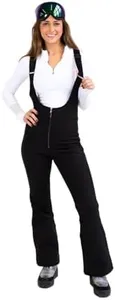 Verta Womens Snow Bib Black Flare Ski Snowsuit Fleece Lined Snowboard Overalls Winter Cute Sports Style Woman