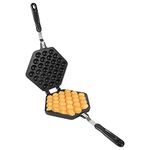 Stove Top Waffle Iron,Dual Head Bubble Waffle Maker Pan Aluminium Waffle Maker,Non Stick Waffler Iron Griddle Stove Top Waffle Maker Ice Cream Roll Maker Crepe Maker for Snacks,7×8 inches