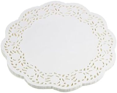 LJY 100 Pieces White Lace Round Paper Doilies Cake Packaging Pads Wedding Tableware Decoration (12 Inch)