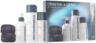 Dermalogica Cleanse + Glow Skin Care Set with Cleansing Bands Contains Cleansing Oil, Facial Cleansing Gel, Exfoliating Scrub, and Skincare Wristbands