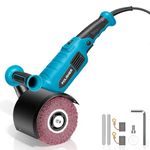 1800W Handheld Electric Drum Sander, 8 Variable Speed Burnishing Polishing Machine, 3200RPM Electric Sander for Metal Stainless Steel Wood Polishing with Lock Switch, Auxiliary Handle, UK Plug