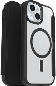 OtterBox React Series Folio Case for iPhone 16e, 15, 14, 13, Shockproof, Drop-Proof, Folio with Card Holders, Military Standard Tested, Transparent, Black
