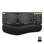 DELUX Wireless Ergonomic Split Keyboard with Backlit and Palm Rest for Natural Typing and Reduce Hands Pain, 2.4G Wireless and Bluetooth, Scissor Switch, for Windows and Mac (GM902Pro-Black)