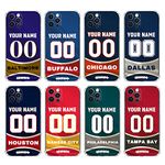 BOSTEPY Custom Football Team Name and Number Case for iPhone 13 12 Pro Max 11 Mini Xr Xs X 7 8 Plus SE 2020 6s 6,Personalized Football Style Shockproof Protective Phone Case Cover - Clear