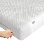 Queen Size Bamboo Mattress Protector with Zipper - 100% Waterproof Zippered Mattress Cover - Soft & Cooling Noiseless Bed Mattress Covers - Top Removable Mattress Encasement 10-12" Deep