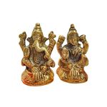 Wonder Care | Ganesha Lakshmi Statue Sculpted in Great Detail in Ivory Antique Finish - Ganesh Idol for Car | Home Decor | Mandir | Gift | Hindu God Idol