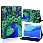 FINDING CASE Fit Huawei MediaPad T3 10 9.6" Leather Cover - PU Flip Leather Smart Lightweight Shell Stand Cover Case for Huawei MediaPad T3 10 9.6" (Huawei MediaPad T3 10 9.6", peacock)