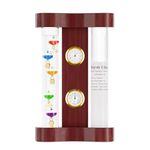 Galileo Thermometer Hygrometer, Storm Glass Weather Station, Clock with 5 Colored Balls