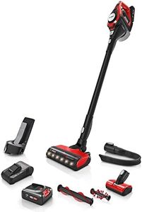 Bosch Akku-Staubsauger Unlimited Gen2 Serie 8 ProAnimal BCS8224PET, Tierhaar-Staubsauger, beutellos, bis 65 Min Laufzeit, mit Wechselakku, Schnellladegerät, Hygiene-Filter, Tierhaar-Bürstenrolle, rot