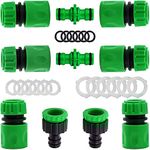 10Pack Garden Hose Pipe Fittings Kit for Outdoor tap&Join Hose Pipe Tube(2 Double Male Snap Connector,6 Hose End Quick Connector,2 Hose Tap Connector 1/2 Inch &3/4 Inch Size 2-in-1)