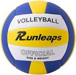 Runleaps Volleyball, Waterproof Indoor Outdoor Volleyball for Beach Game Gym Training Official Size 5 (Yellow-White-Blue)