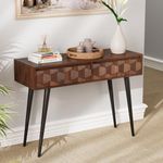 Bme Console Modern Mid-Century 2 Drawers, Unique Geometric Design Sofa Table for Entryway, Hallway, Living Room, Walnut