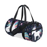 JSTEL Canvas—Barrel Bag—Print Sports Gym Bag—Handbag Yoga Bag Shoulder Tote Weekend Bag Shoes Beach Bag for Women Men