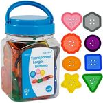 edxeducation Transparent Large Buttons - Mini Jar - Set of 60 - Sensory Toy - Light Panel Accessory - Early Years Resource - Ages 18M+