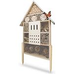 wildlife friend Insect Hotel XXL Standing - bee Hotel with Stand 30 inch, Metal roof - Large Wild bee Hotel - Insect House for Bees, Ladybugs and Butterflies | Insect Hotel kit