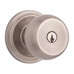 BRINKS - Stafford Front Door Keyed Door Knob, Satin Nickel - Front Door Entrance Keyed Door Handle Opens Hands-Free