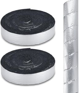 2" Wide X 32.8 Ft Outdoor Pipe Insulation Wrap - Foam and Foil Self-Adhesive Tape for Winter Freeze Protection, Insulating Cold and Hot Water Pipes to Reduce Heat Loss (1)