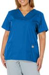 Landau Scrub Zone Relaxed Fit 2-Pocket V-Neck Scrub Top for Women 70221, Royal Blue, 5X-Large Plus