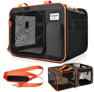 pidipiti 20 x 14 x 14 inches Expandable pet Carrier for 1 Large cat Under 25 lbs,2 Medium Cats/Rabbits 20 lbs+, 1 Small Dog Under 15 lbs,cat Crate/Bag for Short Trip/Long Distance car Travel