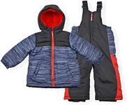 Arctic Quest Boys Ski Jacket and Snowbib Snowsuit Set 2 Piece Zip Up Jacket and Overall Snowsuit Set, Ashpalt, 4