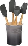 Le Creuset Silicone Craft Series Utensil Set with Stoneware Crock, Oyster, 5pc